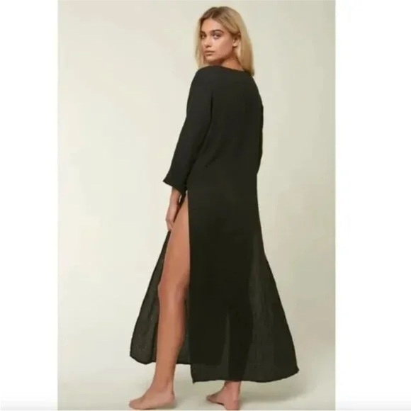 NEW O'Neill Black Kayson Maxi Cover-Up Dress Size Small High Side Slits - Picture 8 of 14